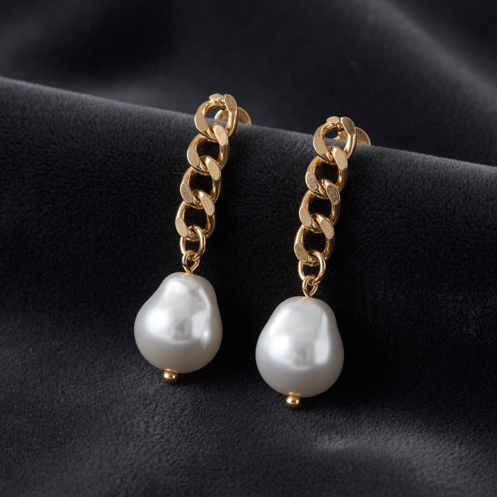 Pearl Drop Hoop Earrings