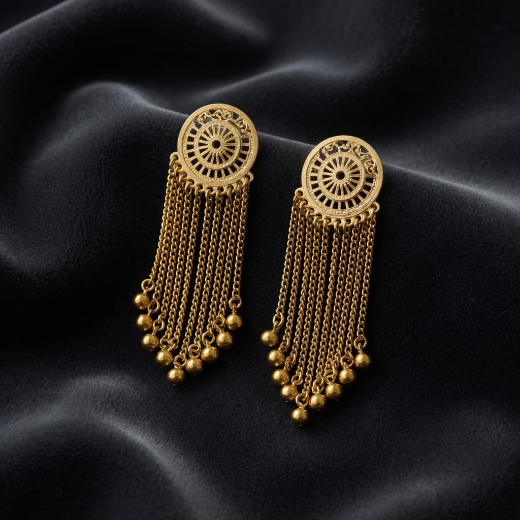 Zeenat Gold Fringe Drop Earrings