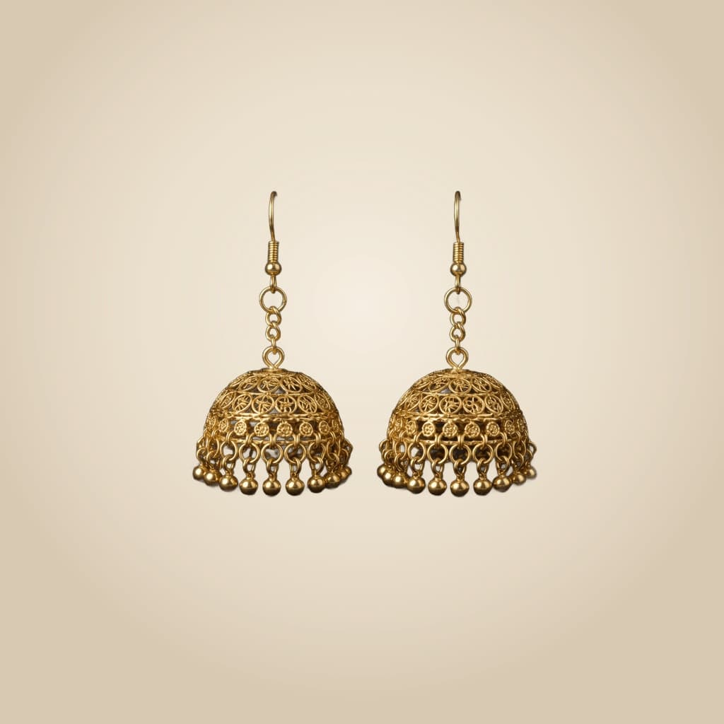 Hira Open Circle Drop Earrings, Gold-plated fashion alloy — Mintello jewelry Pakistan