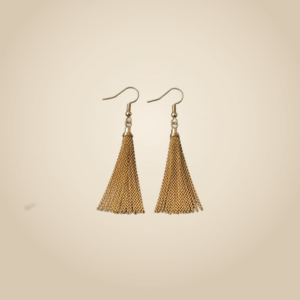 Mira Mesh Cascade Earrings, Gold-plated fashion alloy mesh/tassel construction — Mintello jewelry Pakistan