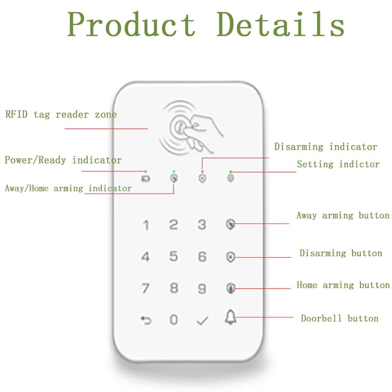 Wireless Touch Keyboard Lock 433Mhz Frequency Ev1527 Encoding for Arms Disarms Sec... — image 5 of 5