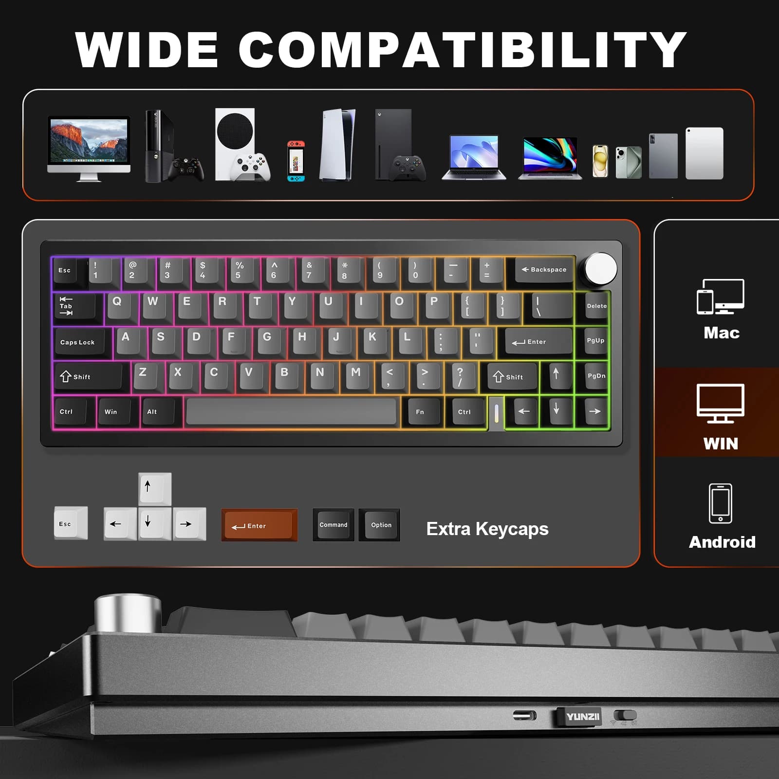 YUNZII AL68 Custom Mechanical Keyboard - Silver Edition — image 5 of 6