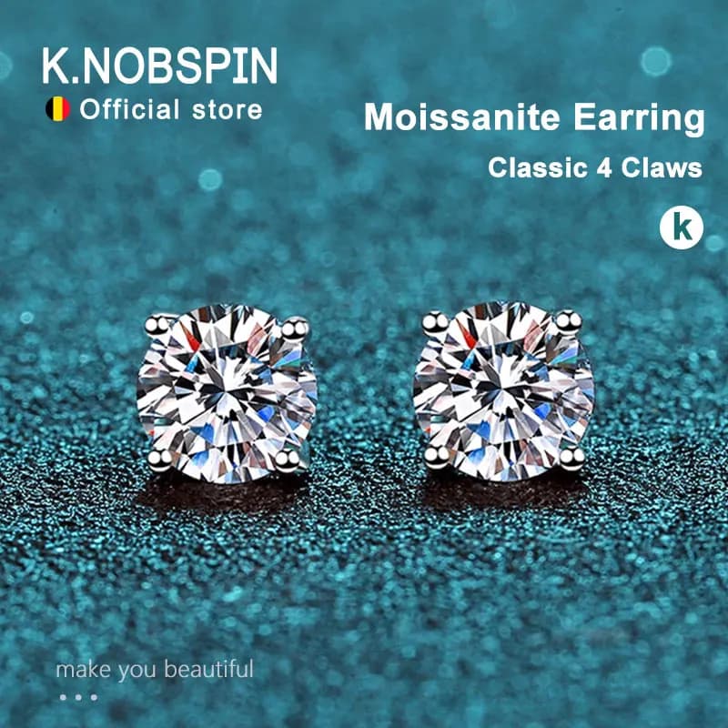 Knobspin 2.0ct Moissanite Stud Earrings