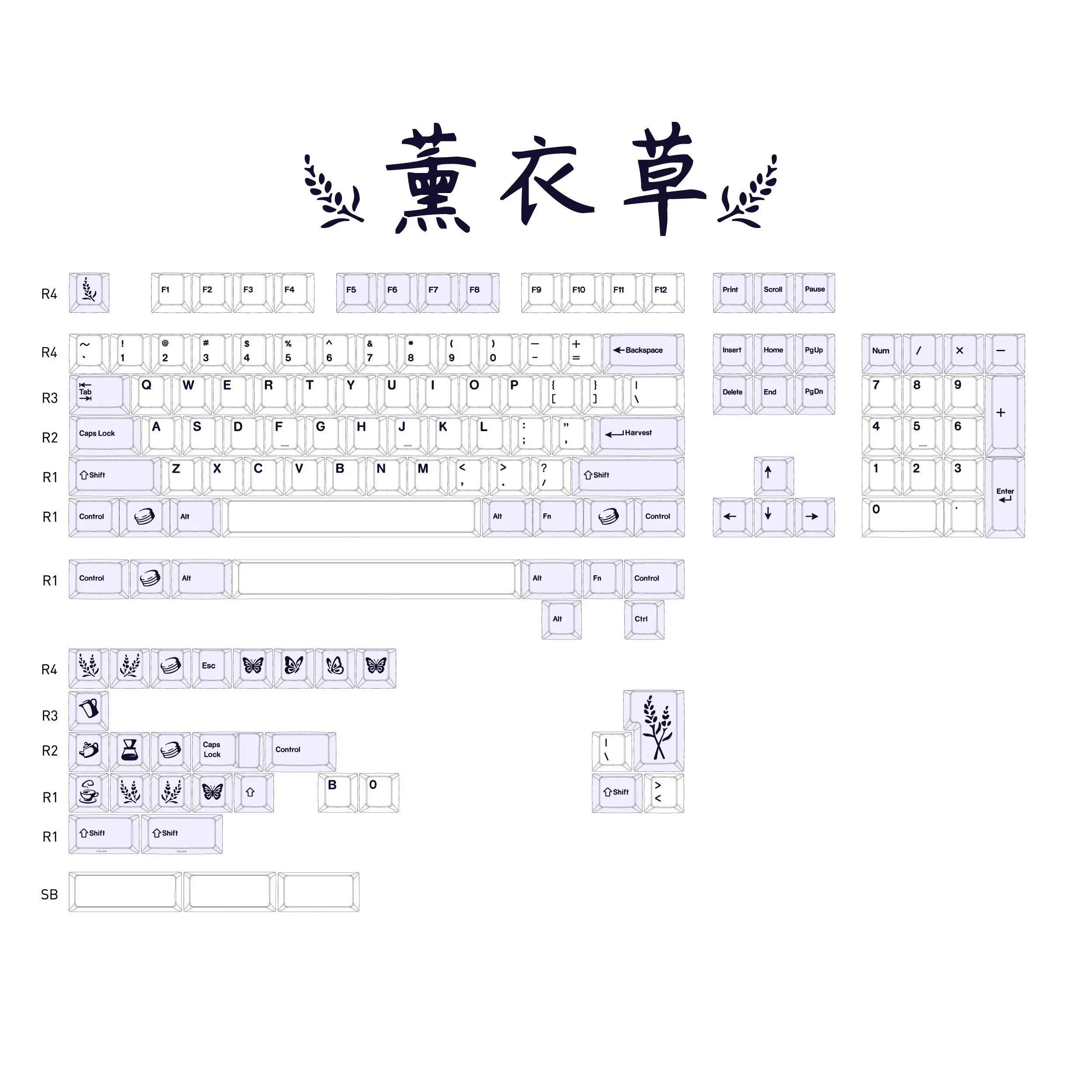 Lavender Theme Keycaps PBT Material Cherry Profile 1.7mm Thick Dye Sublimation Mechanical Keyboard Keycaps — image 6 of 6
