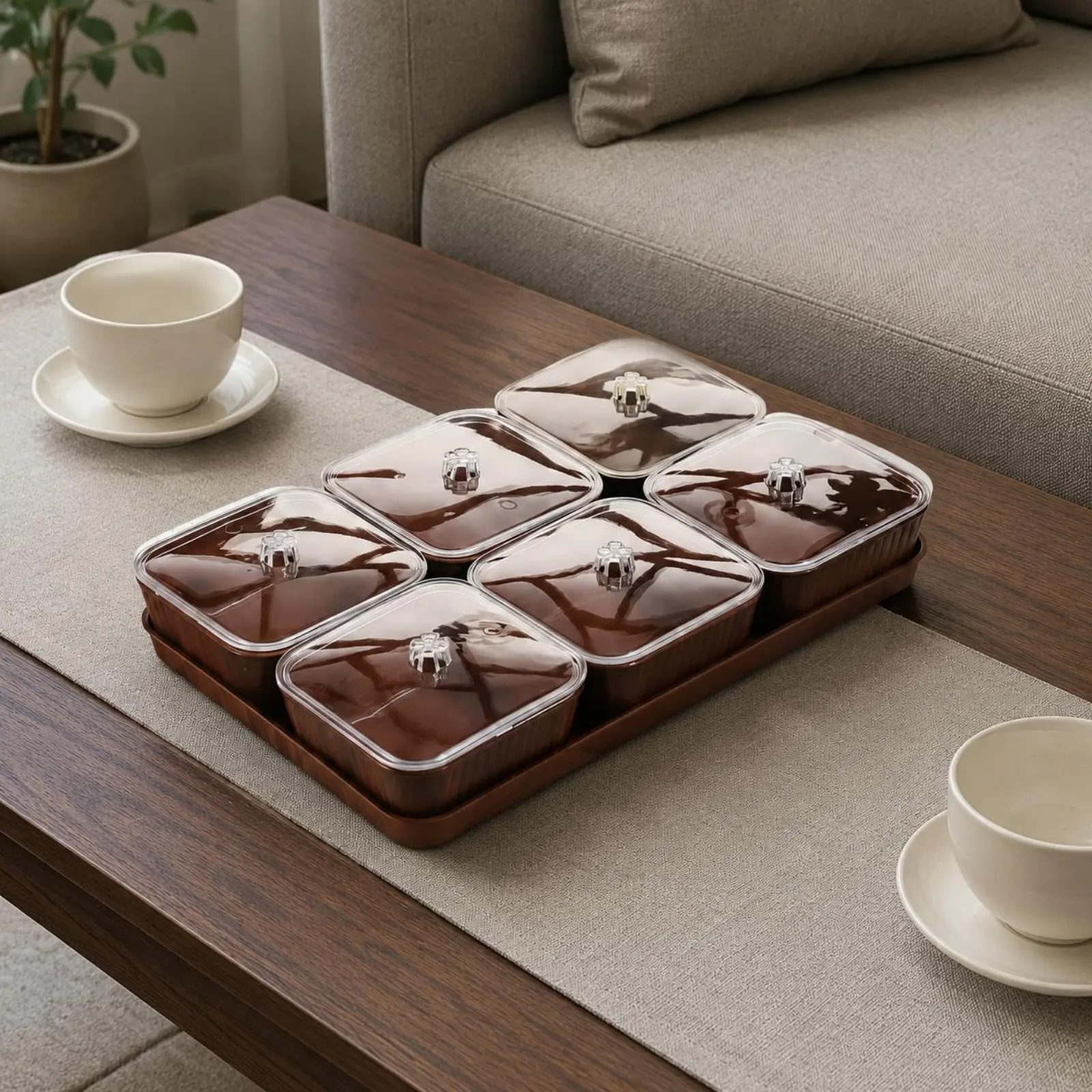 Square Fruit Tray Clear Lids Lidded Fruit Tray Tableware Rounded Corners Dust Protection — image 5 of 6