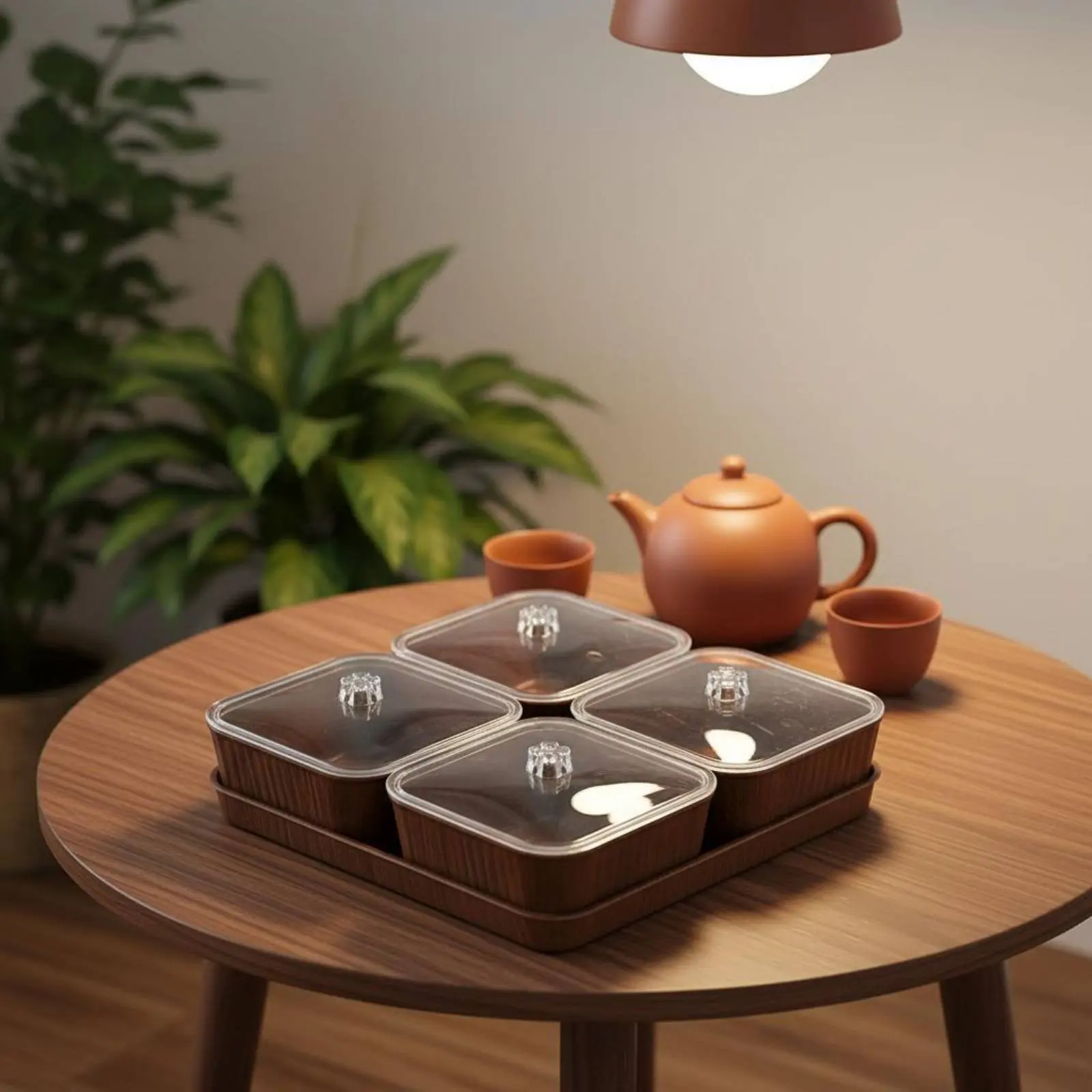 Square Fruit Tray Clear Lids Lidded Fruit Tray Tableware Rounded Corners Dust Protection — image 4 of 6