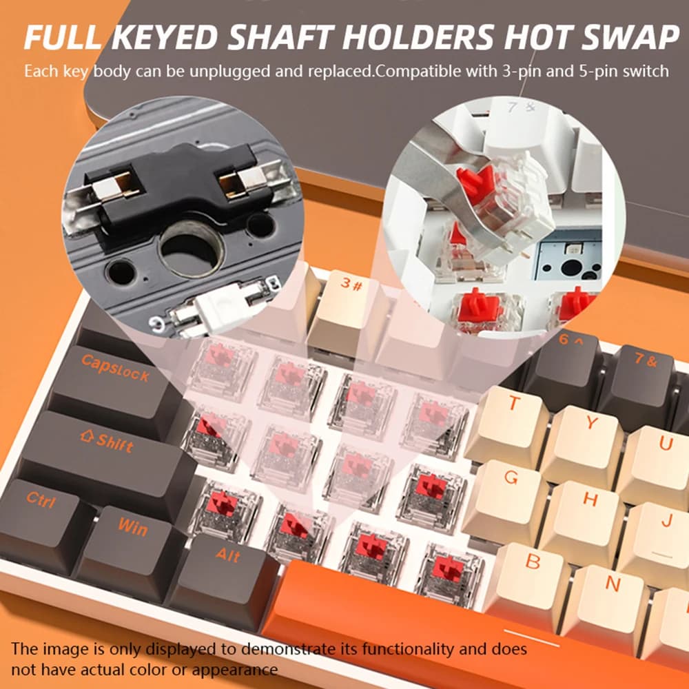 G68 Gaming Mechanical keyboard Wireless/Bluetooth Hot-Swappable 65% Keyboards Customized RGB Backlit for Gamer Tablet Computer — image 5 of 6