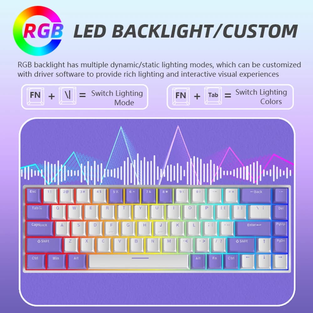 G68 Gaming Mechanical keyboard Wireless/Bluetooth Hot-Swappable 65% Keyboards Customized RGB Backlit for Gamer Tablet Computer — image 3 of 6