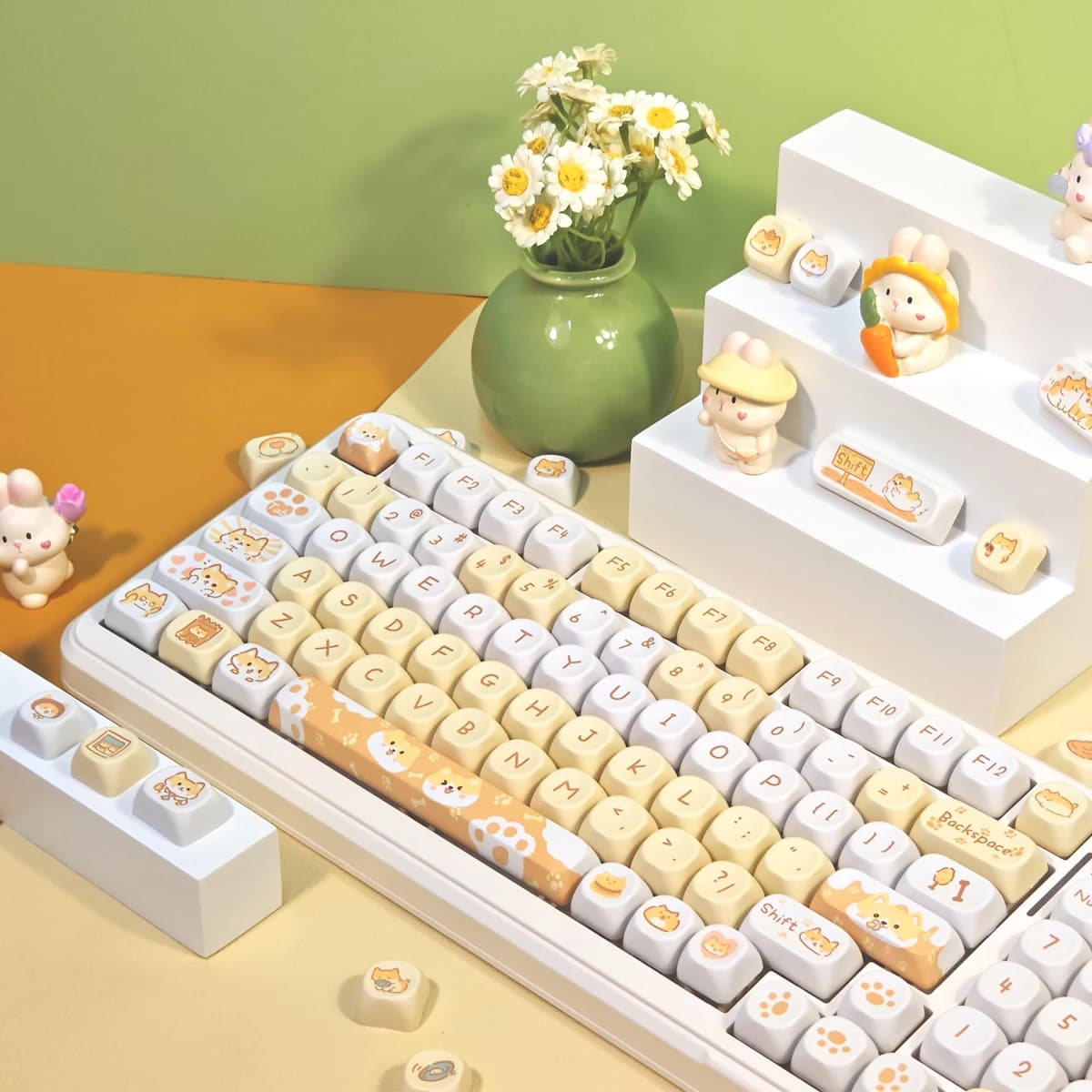 95 Keys artoon Cute Puppy Cat Kitty Keycaps GMK PBT Keycap MOA Profile Dye Sublimation For  DIY Mechanical Keyboard Girls Gift — image 6 of 6