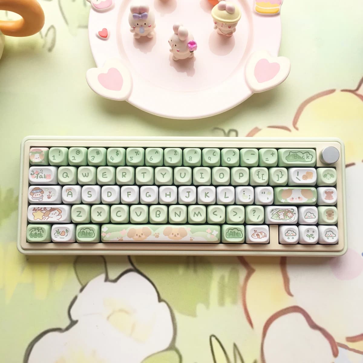 95 Keys artoon Cute Puppy Cat Kitty Keycaps GMK PBT Keycap MOA Profile Dye Sublimation For  DIY Mechanical Keyboard Girls Gift — image 4 of 6