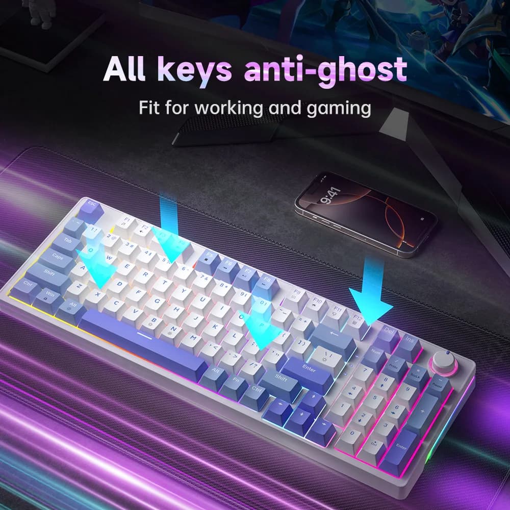 Zifriend AG98 Mechanical Keyboard Gasket Mount RGB Backlit Full Key Hot-Swappable for Gaming & Esports Wired — image 4 of 6