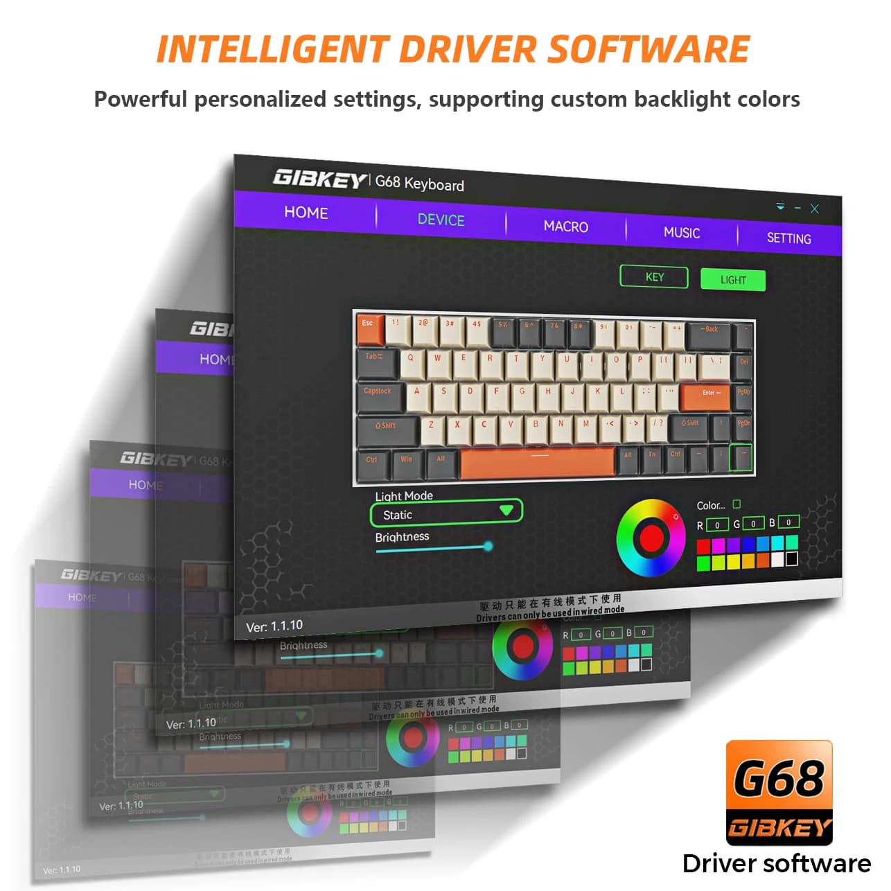 G68 Gaming Mechanical keyboard Wireless/Bluetooth Hot-Swappable 65% Keyboards Customized RGB Backlit for Gamer Tablet Computer — image 2 of 6
