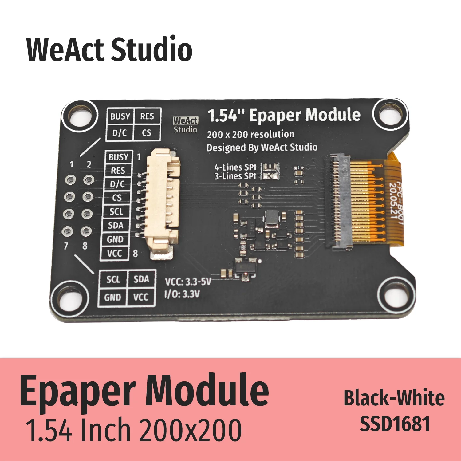 WeAct 1.54'' 1.54 Inch Epaper Module E-paper E-Ink EInk Display Screen SPI Black-W... — image 2 of 5