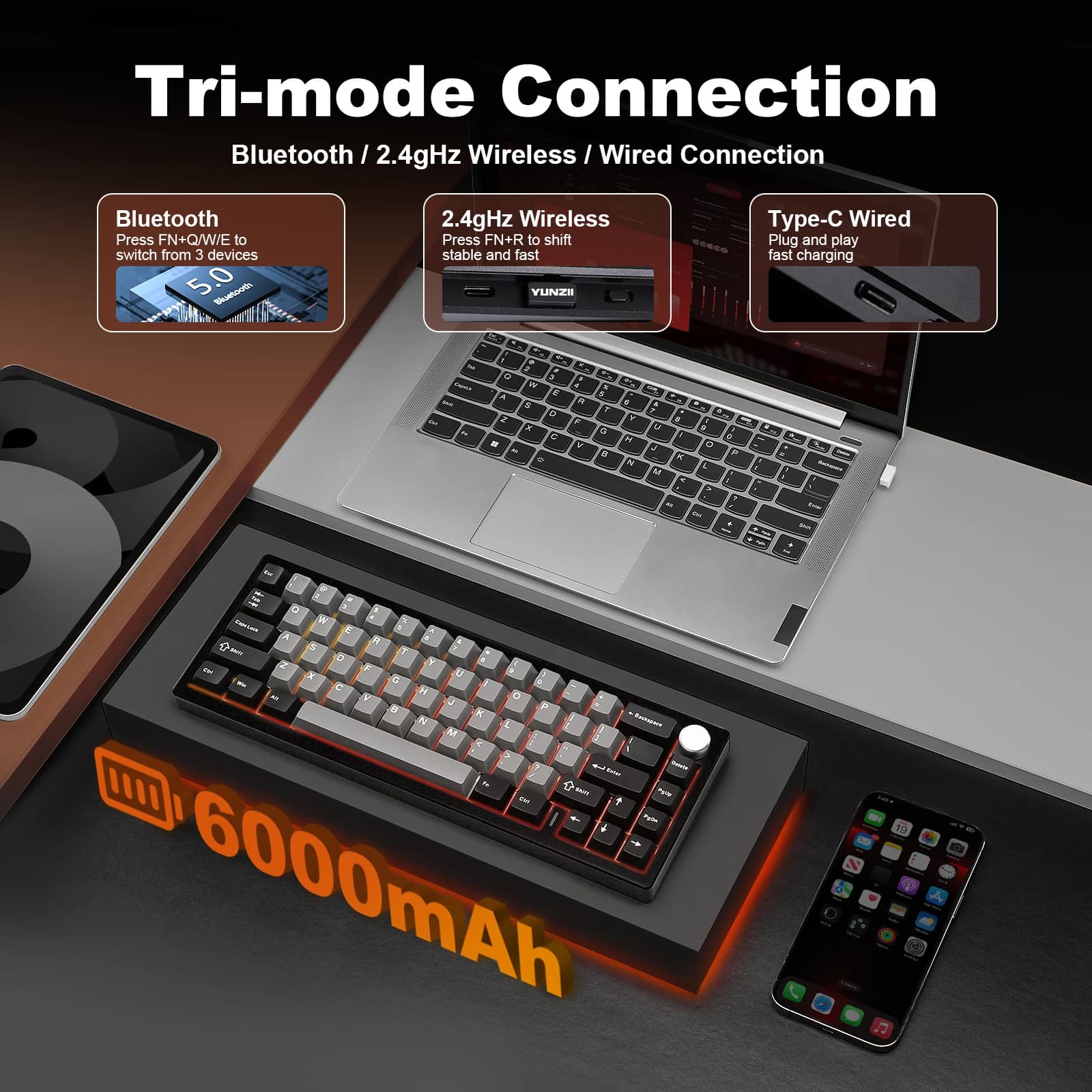 YUNZII AL68 Custom Mechanical Keyboard - Silver Edition — image 4 of 6