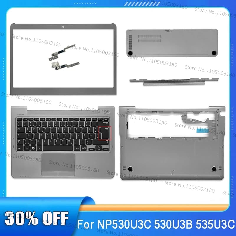 For NP530U3C NP530U3B NP535U3C NP535U3B Laptop LCD Back Cover/Front Frame/Palm Rest/Bottom Case/Hinges Replacement
