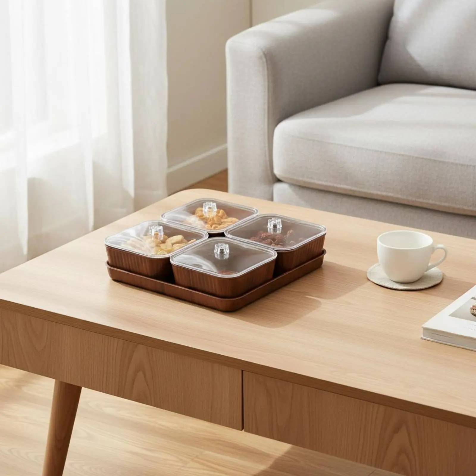 Square Fruit Tray Clear Lids Lidded Fruit Tray Tableware Rounded Corners Dust Protection — image 3 of 6
