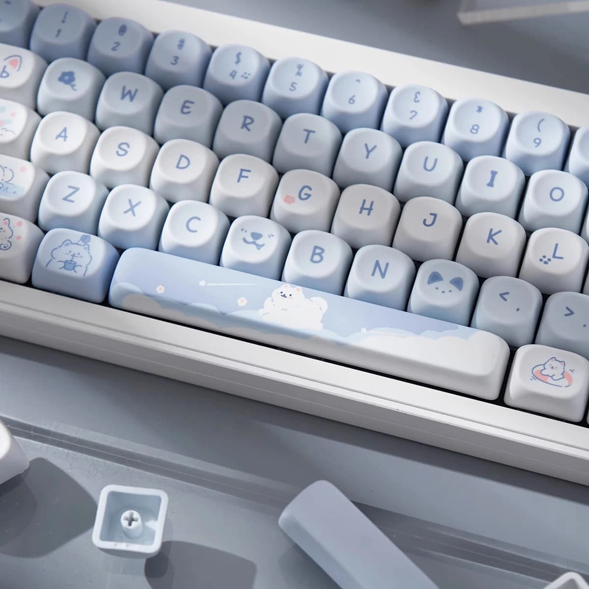 95 Keys artoon Cute Puppy Cat Kitty Keycaps GMK PBT Keycap MOA Profile Dye Sublimation For  DIY Mechanical Keyboard Girls Gift — image 2 of 6
