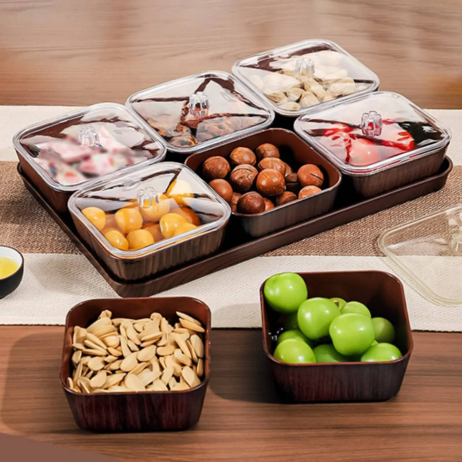 Square Fruit Tray Clear Lids Lidded Fruit Tray Tableware Rounded Corners Dust Protection — image 6 of 6