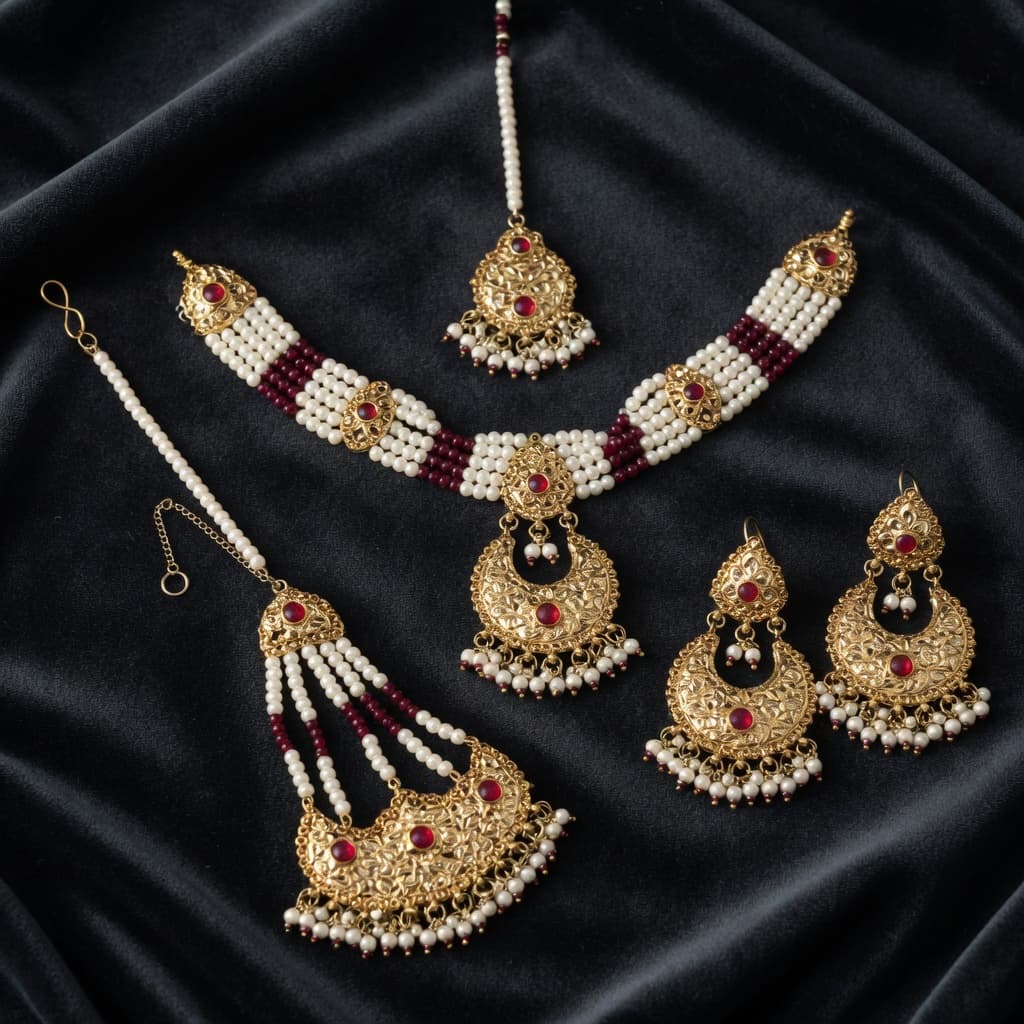 Meher Pearl & Maroon Bridal Ensemble
