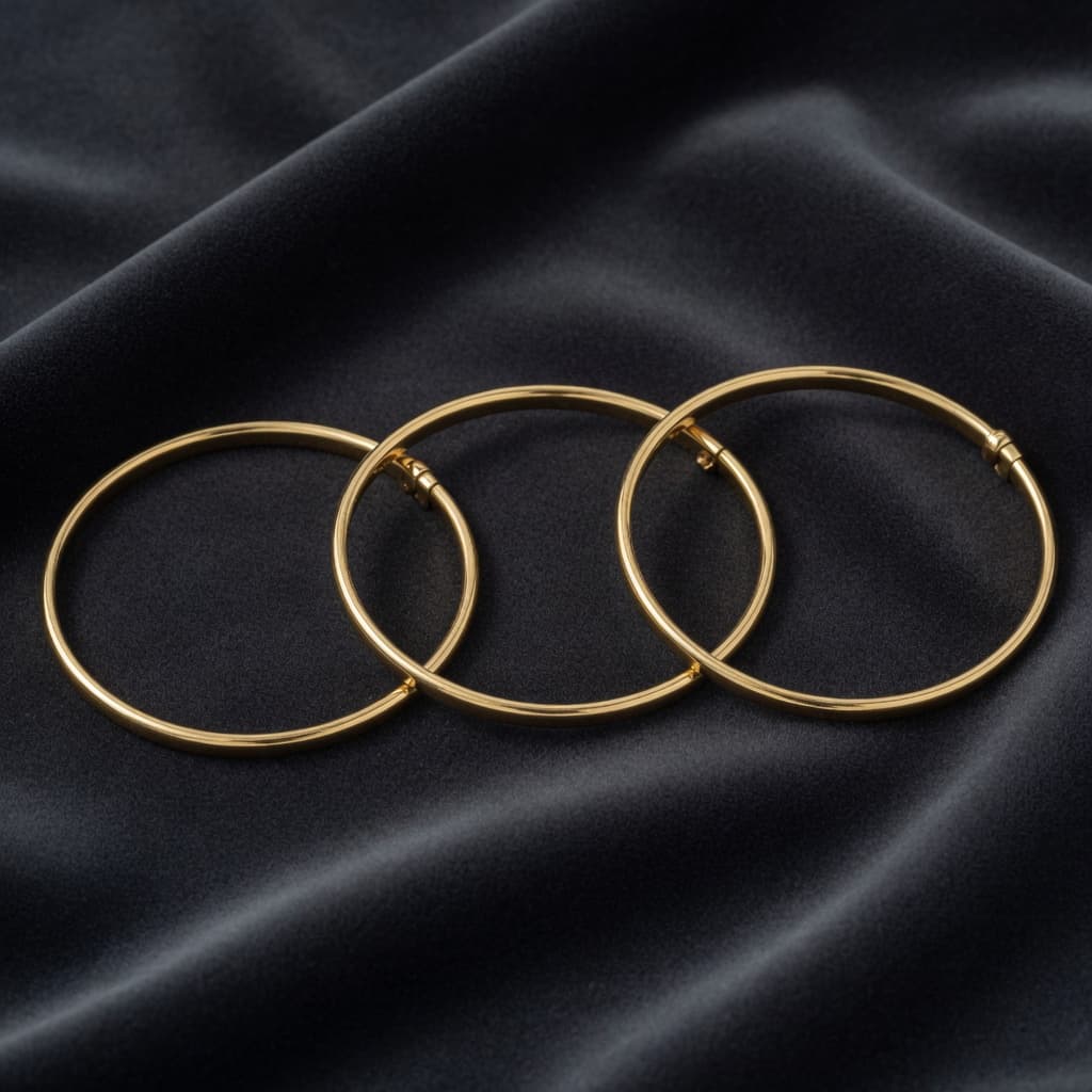 Plain Gold Open Bangle Trio