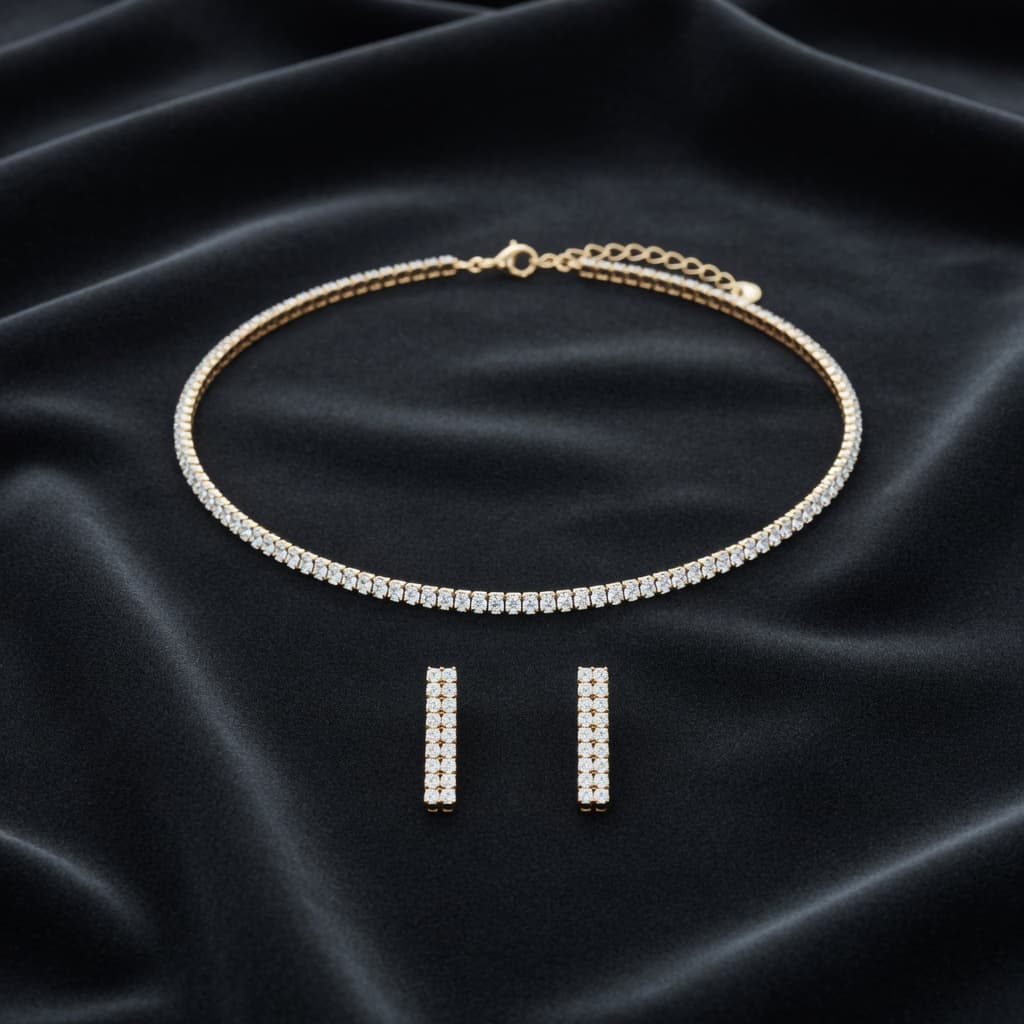 Safa Crystal Bar Choker Set