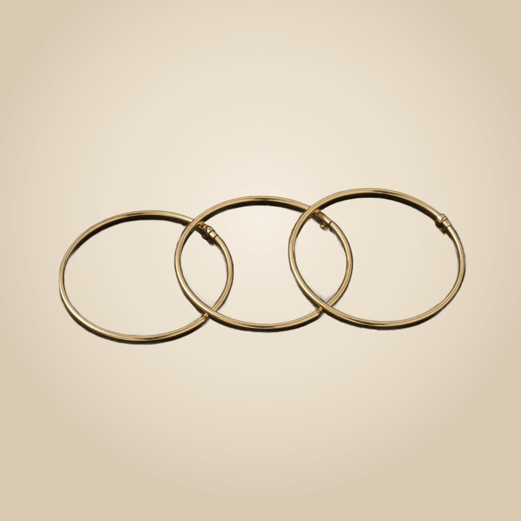 Plain Gold Open Bangle Trio, Gold-plated fashion alloy, open-cuff construction — Mintello jewelry Pakistan