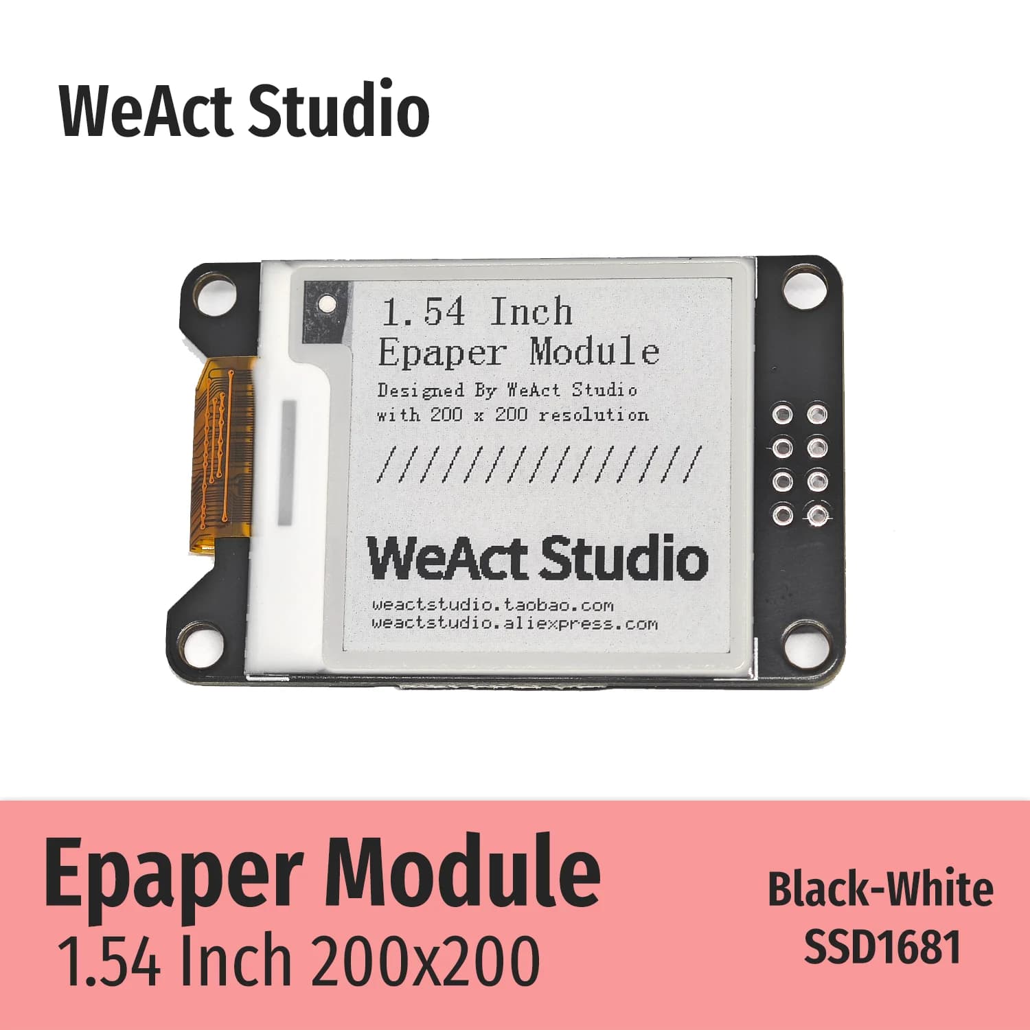 WeAct 1.54'' 1.54 Inch Epaper Module E-paper E-Ink EInk Display Screen SPI Black-W...